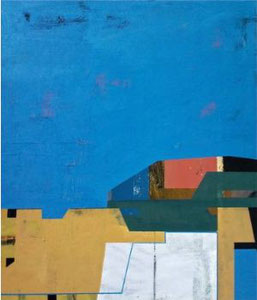 James Wallace Harris:  Nerima skyline 2, Öl auf Holz, 2013, 53 x 45,5,  Galerie SEHR Koblenz