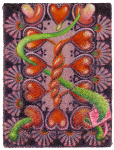 Teatime in Eva´s labyrinth, 2022 / Öl auf Frottee / 40x30 cm 