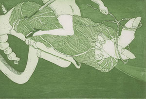Is it Lady Godiva?, 2022 / Linienätzung und Aquatinta auf Büttenpapier / 16x24,5 (23x30,5) cm / Auflage 7