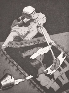Soy reina - Spiegelbild nach Goya II, 2024 / Linienätzung und Aquatinta auf Zerkallpapier / 20x15 (29,5x23) cm / Auflage 4