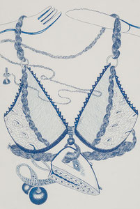 Gescheiterte Träume - oberhalb des Herzens, 2023 / Linienätzung auf Büttenpapier / 20x17 (41x31) cm / Auflage 4 