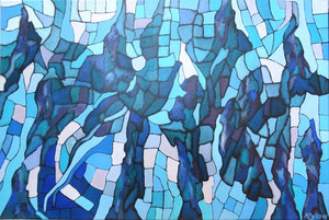 Blaue Landschaft,2016, 80x90cm, Acryl auf leinwand