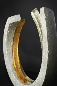 Open Circle, 2014: Cast glass and Cement: 38cm x 43cm   