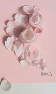 créative, fleurs en papier légèrement translucide, carte fleurs de papier, offrir et faire plaisir. 