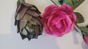 artichaut bouquet de roses en papier