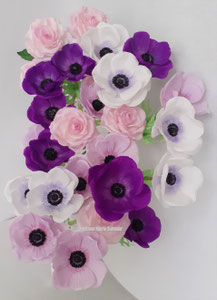 anémones fleurs en papier crépon, Créations Maria Salvador