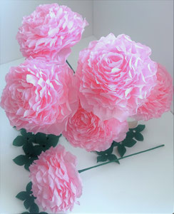 Bouquet de roses en papier style pivoine pompon  création atelier Maria'S