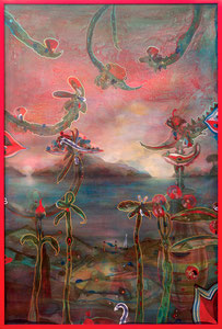 Le Jardin de Palerme XXV     Pigmenti e lacche su tela 100 x 150 x 4 cm.  2010