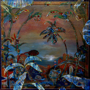 Le Genie dans le Jardin de Palerme 2 pigmenti e lacche su tela 80 x 80 x 3 cm. 2009
