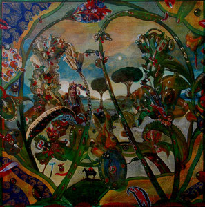 Le Genie dans le Jardin de Palerme 1 pigmenti e lacche su tela 80 x 80 x 3 cm. 2009