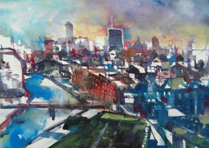Berlin, Blick vom Reichstag, Aquarell auf Bütten 56 x 76 cm, 2012