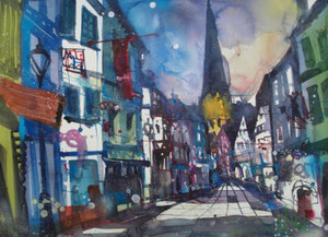Ahrweiler, Aquarell auf Bütten, 56 x 76 cm, 2012