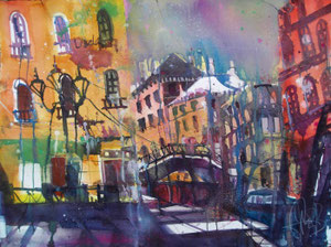 Venedig, Viola, Aquarell auf Bütten, 56 x 76 cm, 2013