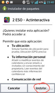 Haces clic en "Instalar", esperas un mometín, y... ¡¡LISTO!! Ya tienes nuestra aplicación instalada en tu móvil o tableta.