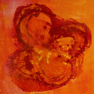 orange Blume                                60x60         2016                 Acryl auf Holz