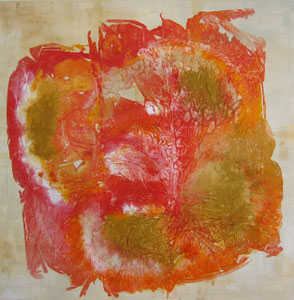 Blume orange1                              80x80           2015                Acryl auf Leinwand