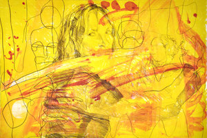 leben lieben lachen trennen 2010  Lithografie, Monotypie auf Papier (1 von 8 Varianten)  51,5 x 76,5 cm