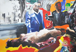 An der Bahre  2006  Malerei auf Leinwand  120 x 175 x 4 cm