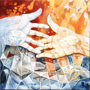 PLAY WITH FIRE - oil on canvas - 65x 65 cm