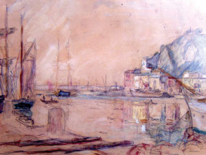 Eugène Antoine Durenne - 1925 - Port de Nice - aquarelle - 26 x 20 cm