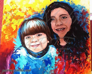 "Eden y Kendra" (Vendida-Sold) Yair Medina, acrílico sobre lienzo, 70x70 cm aprox., 2014.