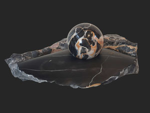 Eye of the tiger - Focus in steen, ruw, verfijnd, gepolijst | zeldzaam Portoro marmer - 15x35x25 cm (te koop)