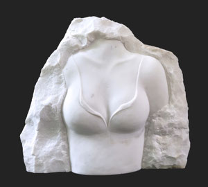 Verleiding - zachtheid gevangen in ruwe steen | marmer 55-60 cm - 2013 