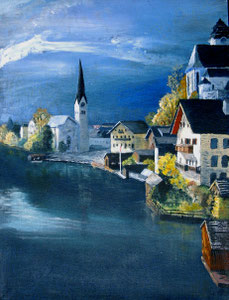 #510, Hallstatt, Acrylgemälde auf Leinwand (ohne Keilrahmen),  Hallstatt, acrylic painting on canvas (without stretcher frame),  H x B (H x W): 39,5 cm x 30 cm  VERFÜGBAR/AVAILABLE