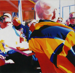 Im Skiurlaub (Triptychon, Mitte), 40x40 cm, Öl auf Leinwand (2007)
