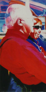 Im Skiurlaub (Triptychon, links), 20x40 cm, Öl auf Leinwand (2007)