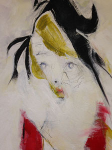 Aged, acrylic and pencil on canvas, 3' X 3', 2019, $450