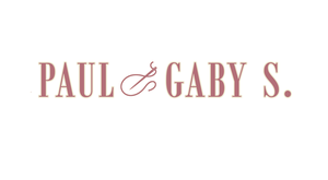 Logo Paul et Gaby S., marque de haute couture, en création en Isère, aiguille et fil, vieux rose et crème.
