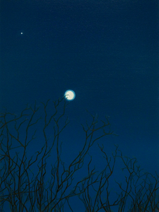 February 14th, (Nightscapes Series), Oil on Paper, 11 1/4 x 15 1/4 inches, 2023