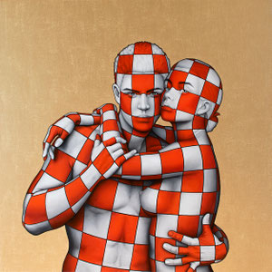 Cheek to cheek, oil on canvas 2023, 80x80 cm