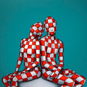 Lui e lei, oil on canvas 2023, 100x100 cm