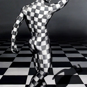 Danilo Martinis, Squareman, oil on canvas, 106x66 cm