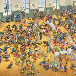 Illustration: Wimmelbild für Erwachsene, Puzzle "Justice For All". Kunde: Arthesia Verlag