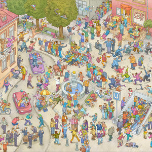 Illustration: Wimmelbild für Erwachsene, Puzzle "Smartphonia". Kunde: Arthesia Verlag