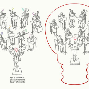 Illustrationen für eine Werbebroschüre über das Dirigieren mit Amateurmusikern. Kunde: Dt. Dirigentenakademie