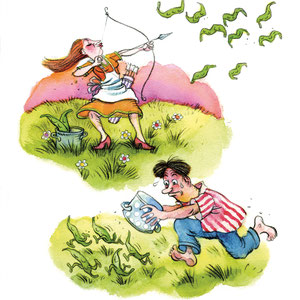 Illustration: "Bohnen", Kinderbuch "Wie war das doch gleich?". Kunde: Susanne Rieder Verlag.
