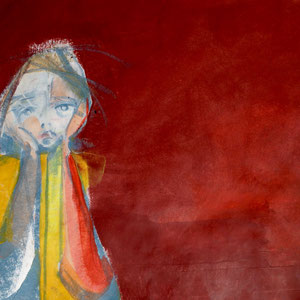 The Waiting III, melted crayon on paper, 18" X 12", 2017 (sold)