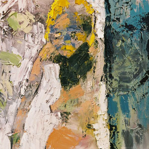 The Waiting, oil and mixed media on canvas, 25" X 25", 2003, $750