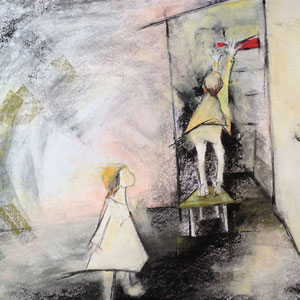 Marcelle The Hero, charcoal and pastel on paper, 18' X 24", 2015 (private collection)
