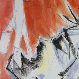 Feed Me, melted crayon on paper, 12" X 18", 2017 (sold)