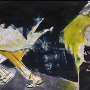 Chickenshit, melted crayon on paper, 24" X 18", 2016