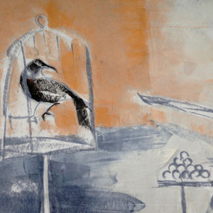 Hilarious, melted crayon on paper, 18" X 12", 2017 (sold)