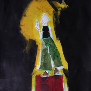 Fuck you, Douche, melted crayon on paper, 18" X 24", 2017 (sold)