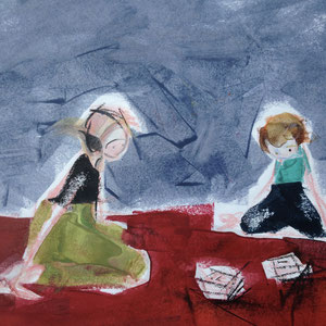 BeyBlade Battle's End, melted crayon on paper, 24" X 18", 2017 (private collection)