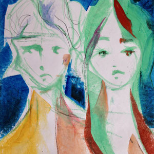 Mamabear Watches Out, melted crayon on paper, 12" X 18", 2018