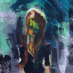 Soon to Return, melted crayon on paper, 12" X 18", 2016